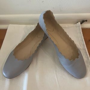 Chloe Lauren Scalloped Ballerina Flats in Airy Blue - Size 7.5